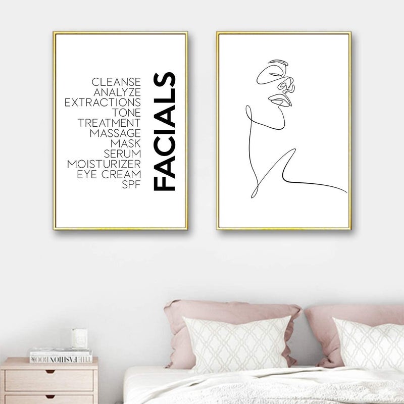 Ecyanlv Minimalist Line Art Print Facials Quotes Wall Art Black And White Canvas Print Spa Beauty Decor Woman Face Sketch One Line Drawing Art Painting Decor 16x24inch Unframed - Image 5